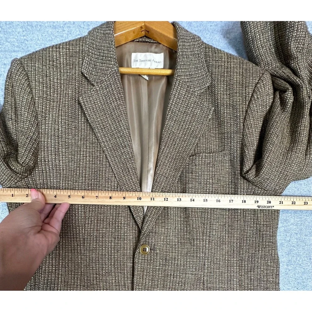 The Territory Ahead Silk Blazer Mens 40R Brown 3-Button Tweed Sport Coat